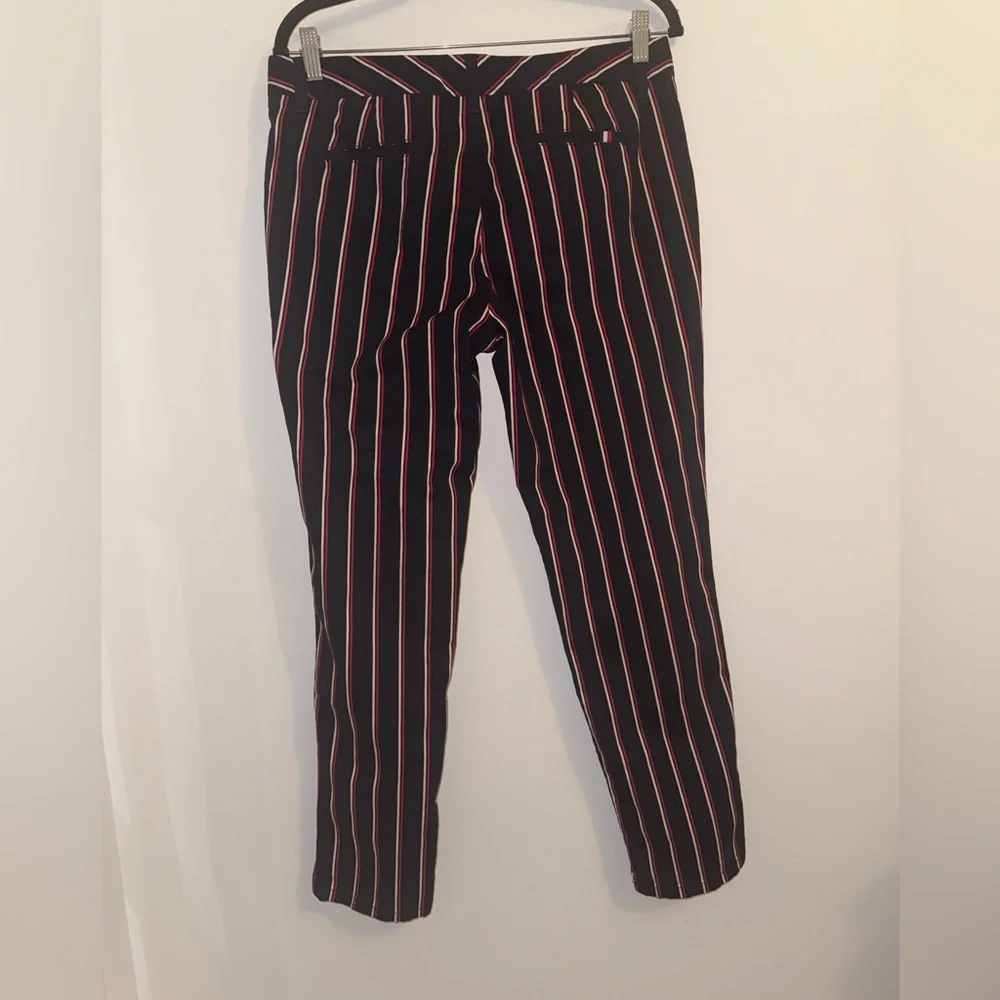 Tommy Hilfiger Striped Pants Women’s Size 10 Navy Red Cotton Stretch Trousers